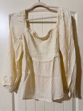 Umgee Women’s Peasant Blouse - Cream Long Sleeve Top S, M, and L available.